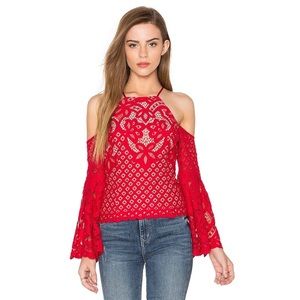 Bardot Bell Sleeve Red Top
